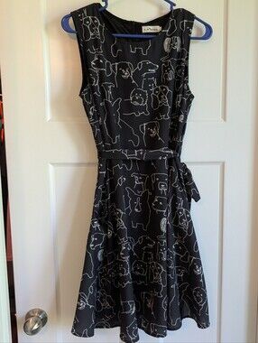 LA Soul Black & White Dog Print Sleeveless Dress